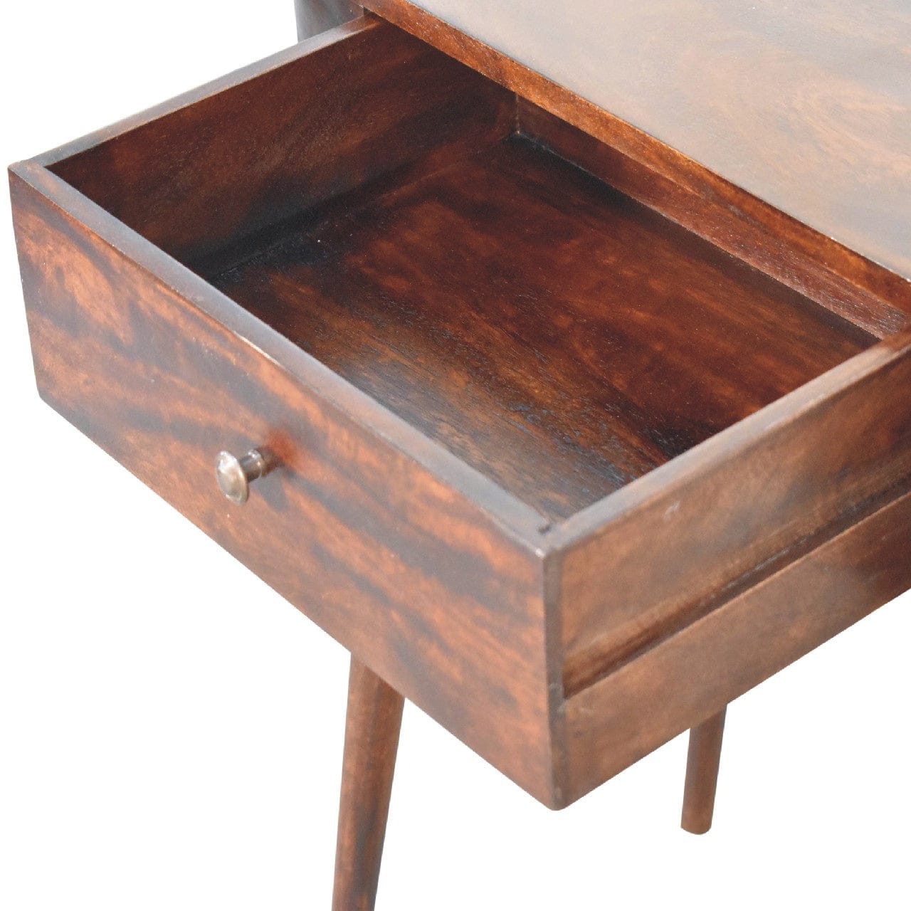 Albion Light Walnut Console Table - Solid Mango Wood Hallway Console for Entryway - product view 5 showing handcrafted...