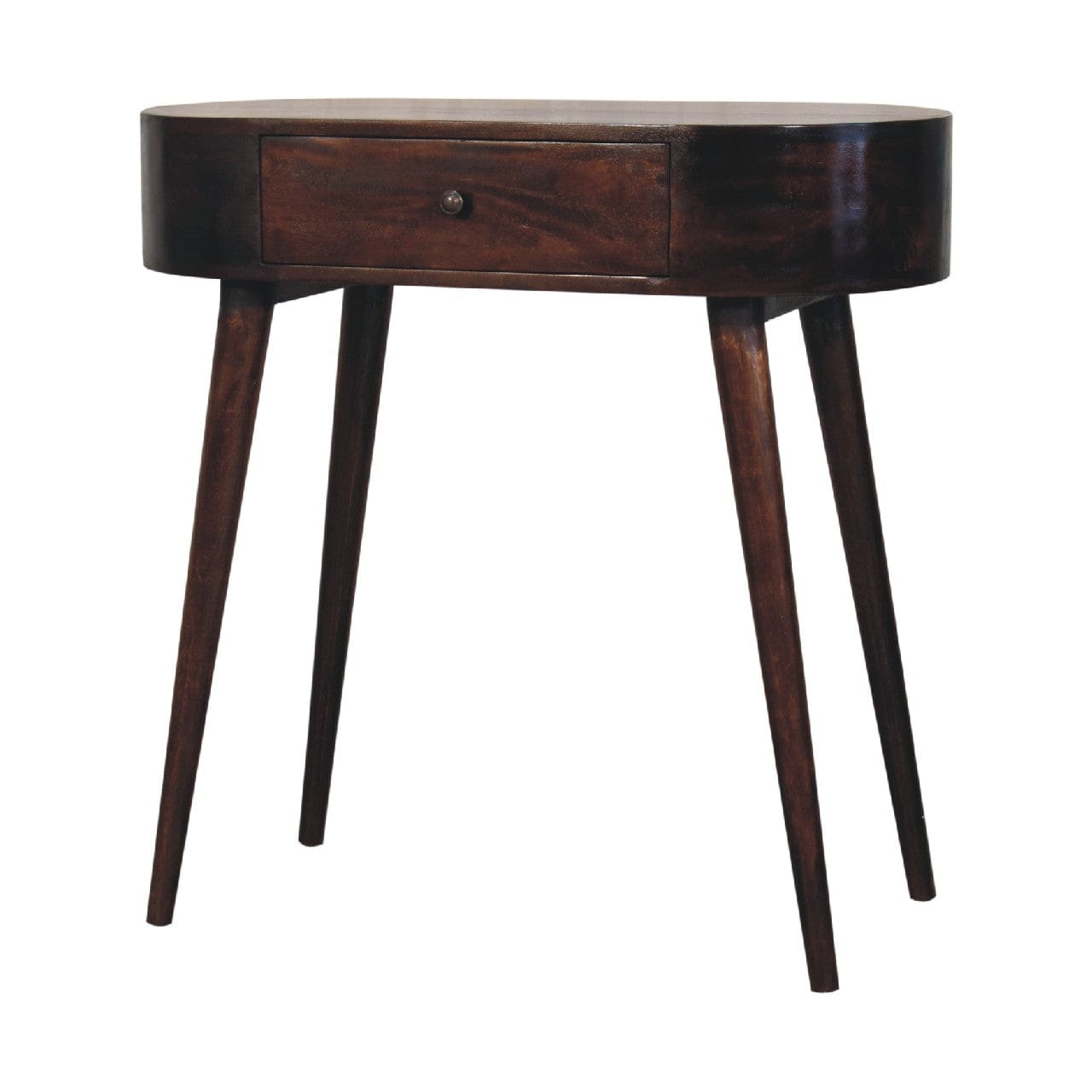 Albion Light Walnut Console Table - Solid Mango Wood Hallway Console for Entryway - product view 4 showing handcrafted...