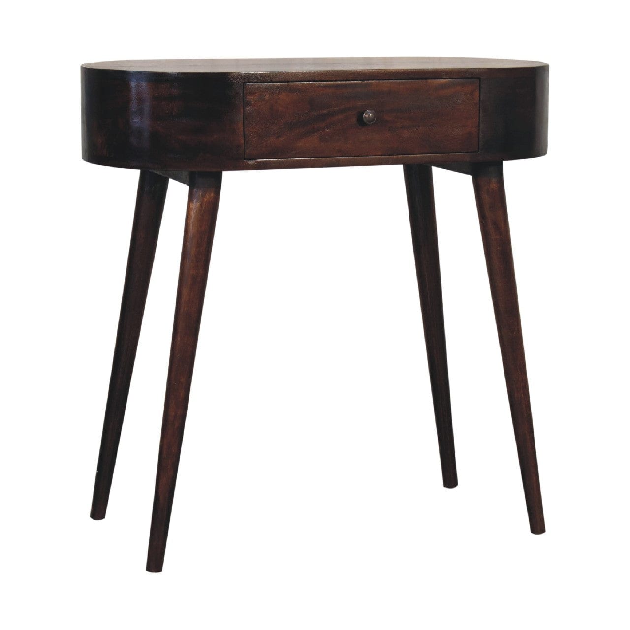 Albion Light Walnut Console Table - Solid Mango Wood Hallway Console for Entryway - product view 3 showing handcrafted...