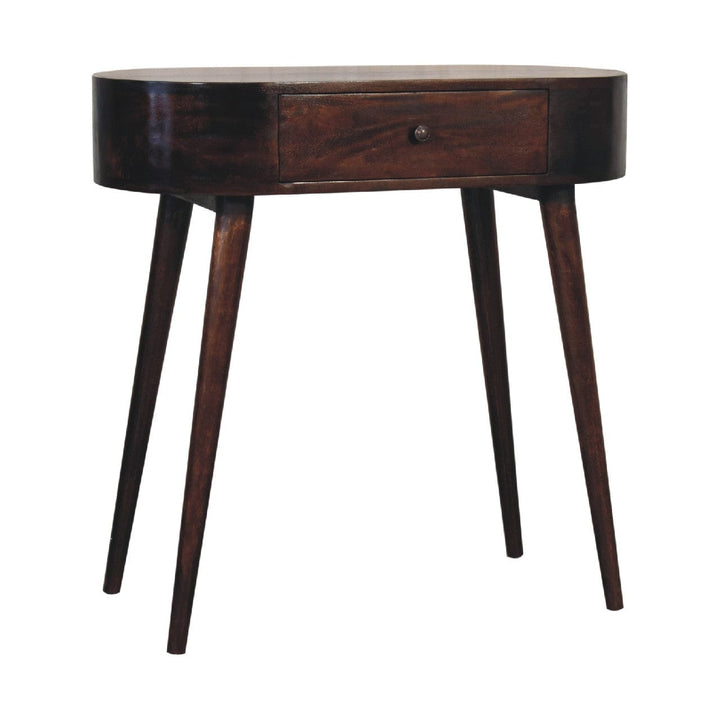 Albion Light Walnut Console Table - Solid Mango Wood Hallway Console for Entryway - product view 3 showing handcrafted...