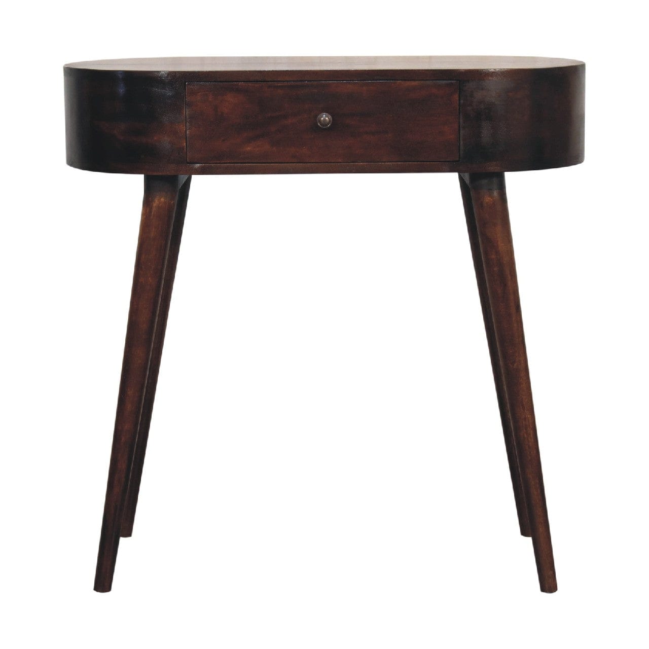 Albion Light Walnut Console Table - Solid Mango Wood Hallway Console for Entryway - product view 2 showing handcrafted...