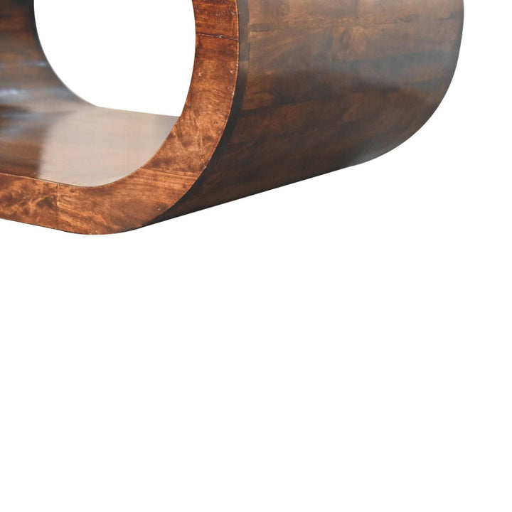 Amaya California Walnut Coffee Table - Solid Mango Wood Center Table for Living Room - product view 7 showing handcrafted...