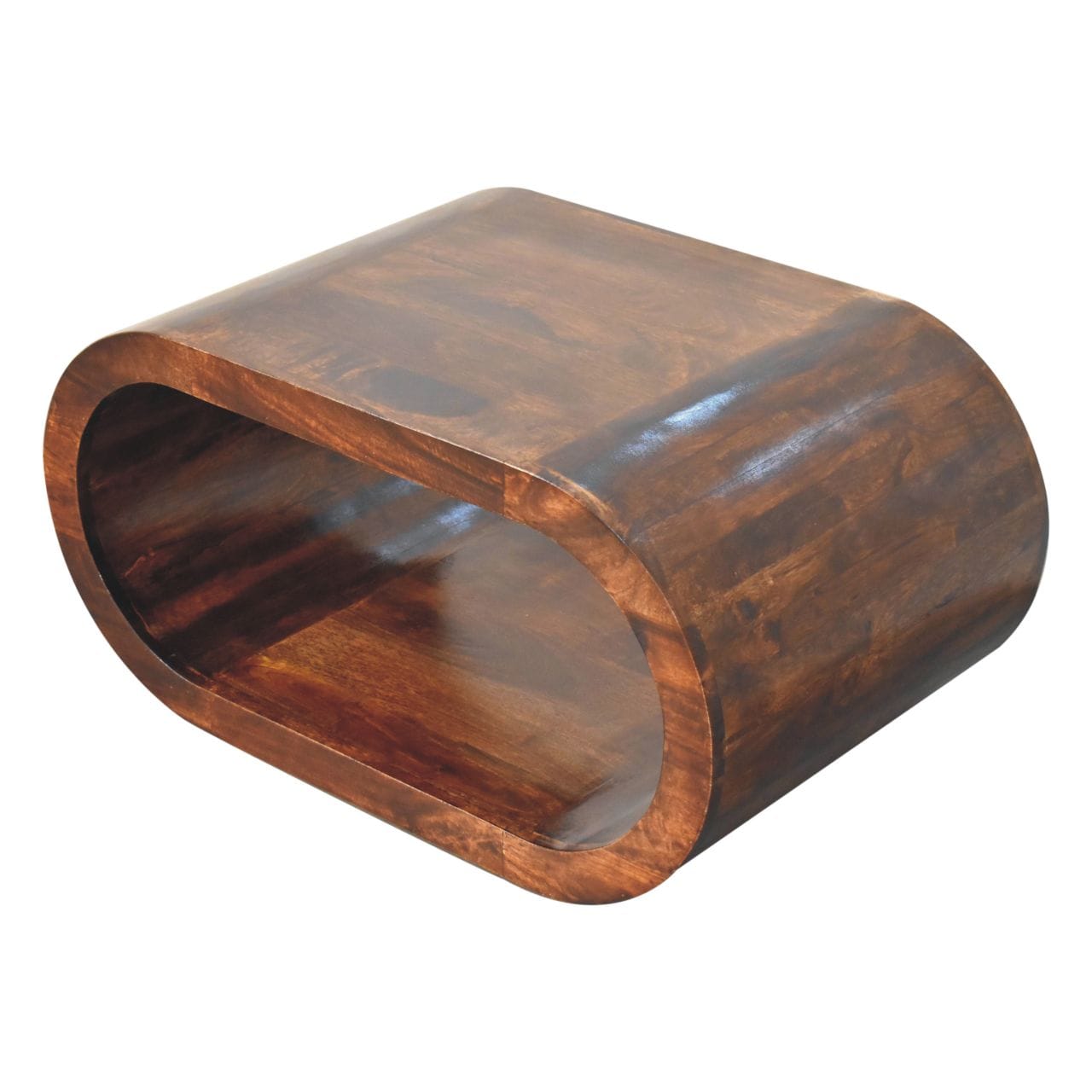 Amaya California Walnut Coffee Table - Solid Mango Wood Center Table for Living Room - product view 6 showing handcrafted...