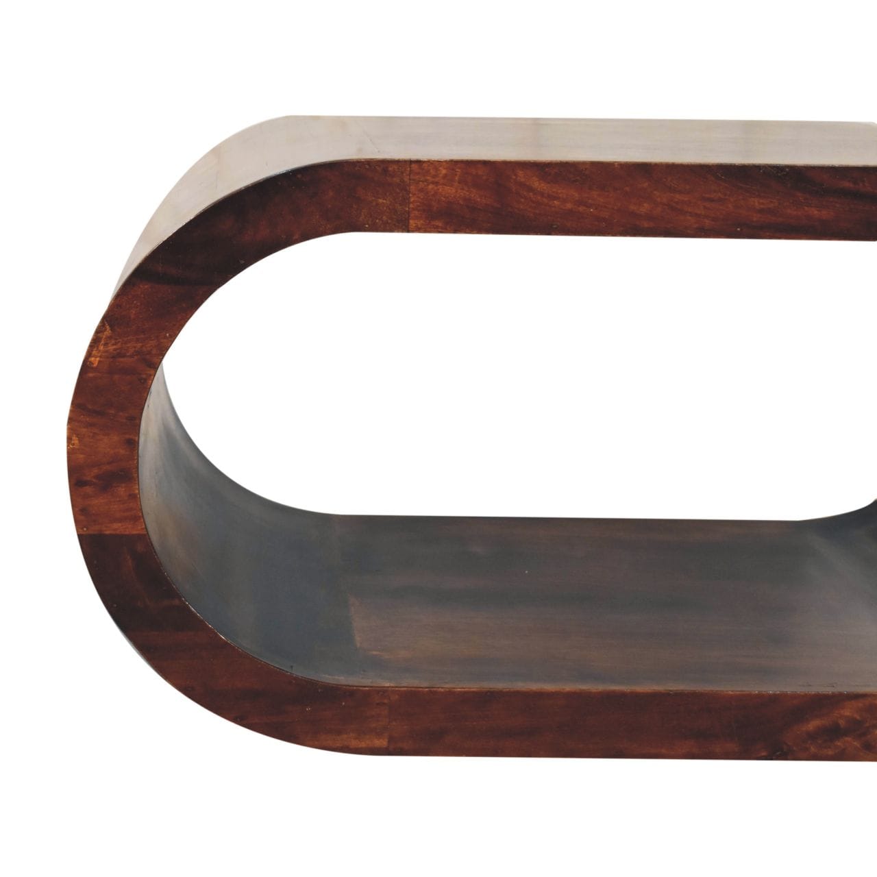 Amaya California Walnut Coffee Table - Solid Mango Wood Center Table for Living Room - product view 5 showing handcrafted...