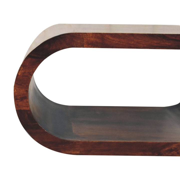 Amaya California Walnut Coffee Table - Solid Mango Wood Center Table for Living Room - product view 5 showing handcrafted...