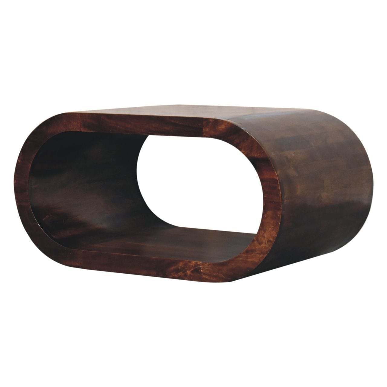 Amaya California Walnut Coffee Table - Solid Mango Wood Center Table for Living Room - product view 3 showing handcrafted...