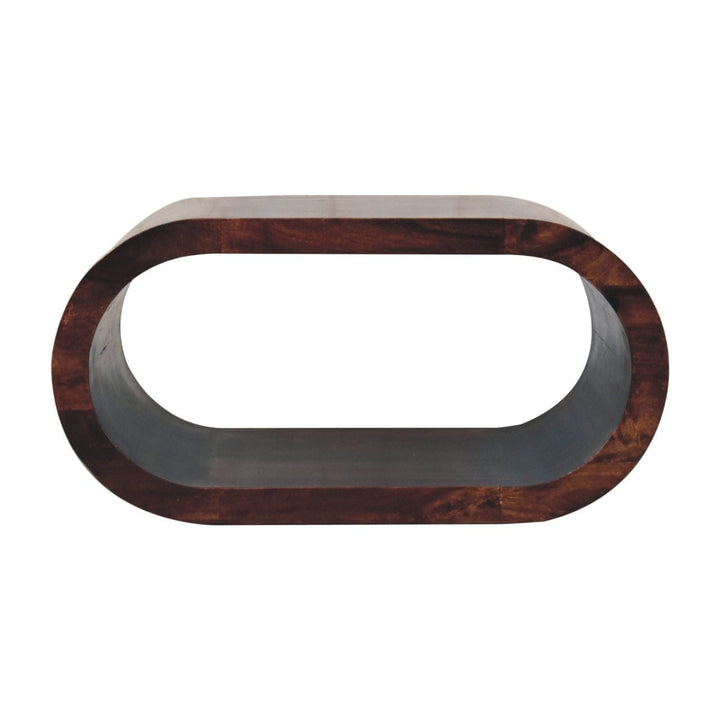Amaya California Walnut Coffee Table - Solid Mango Wood Center Table for Living Room - product view 2 showing handcrafted...