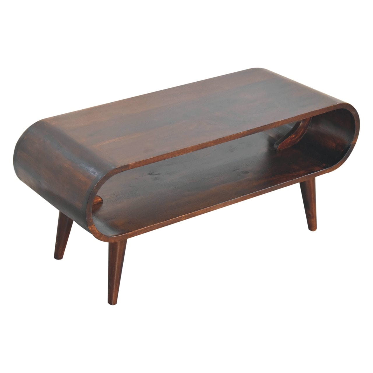 Amaya Light Walnut Coffee Table - Solid Mango Wood Center Table for Living Room - product view 7 showing handcrafted...