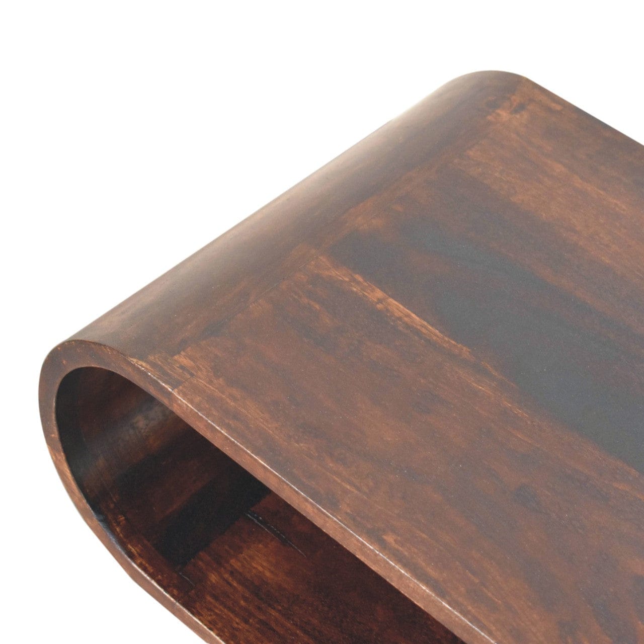 Amaya Light Walnut Coffee Table - Solid Mango Wood Center Table for Living Room - product view 6 showing handcrafted...