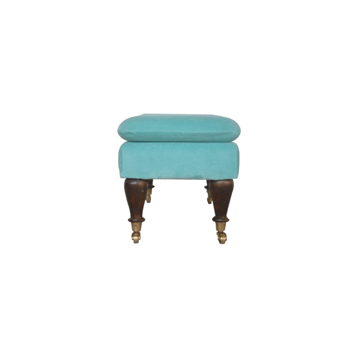 Aqua Castor Bench - Solid Mango Wood Seating Furniture for Entryway - product view 7 showing handcrafted solid mango wood...