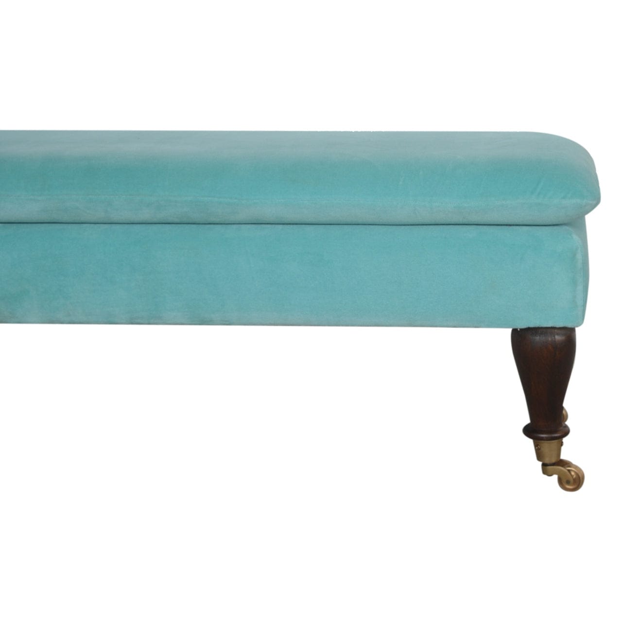 Aqua Castor Bench - Solid Mango Wood Seating Furniture for Entryway - product view 4 showing handcrafted solid mango wood...