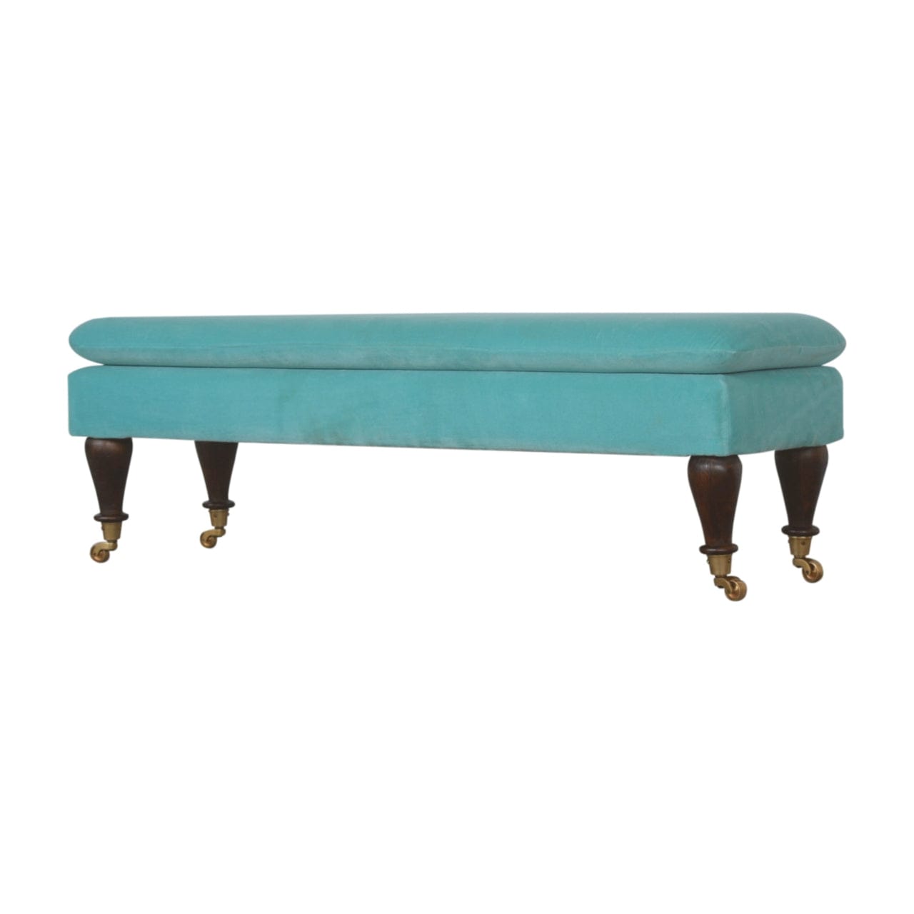 Aqua Castor Bench - Solid Mango Wood Seating Furniture for Entryway - main view showing handcrafted solid mango wood bench