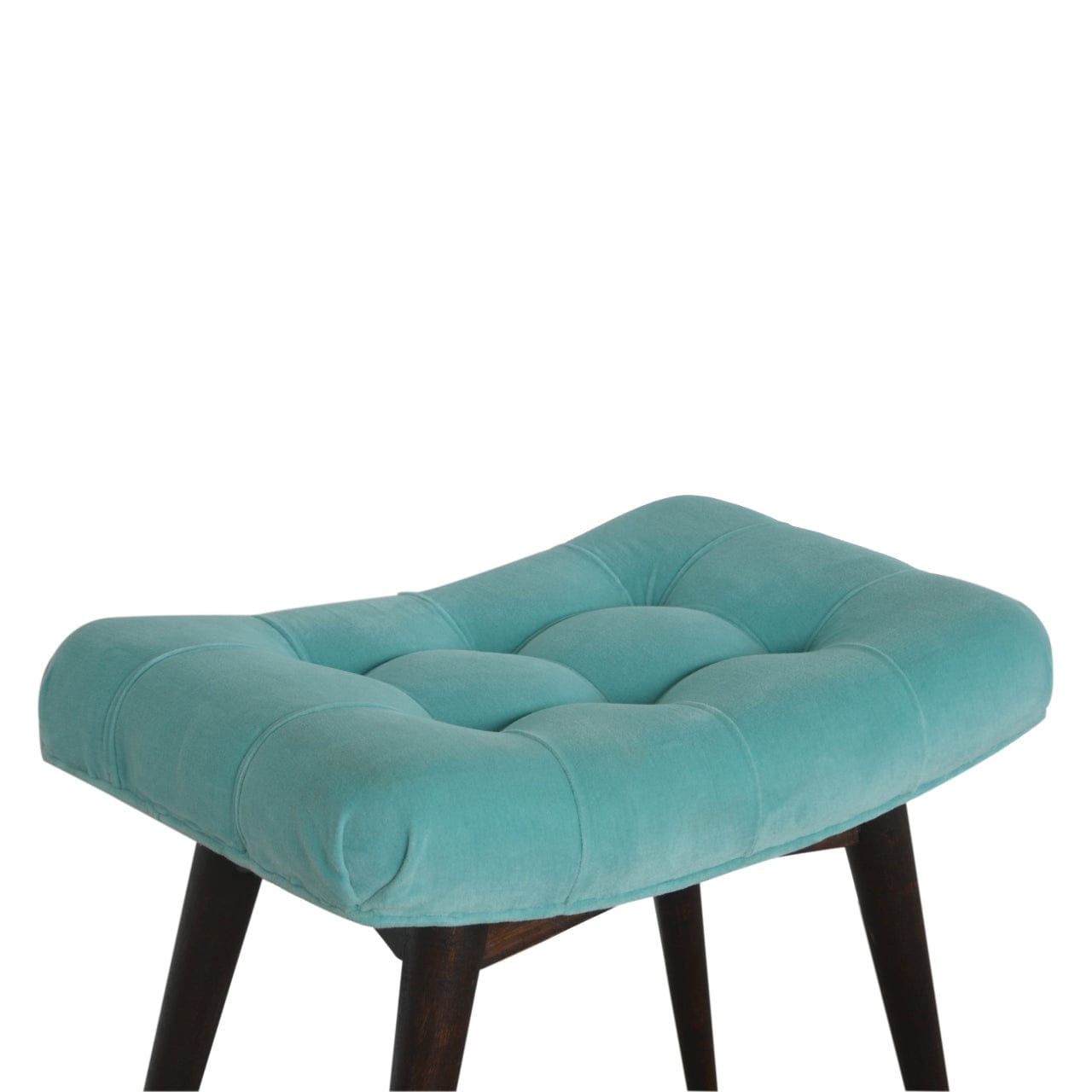 Aqua Cotton Bench - Solid Mango Wood Seating Furniture for Entryway - product view 6 showing handcrafted solid mango wood...