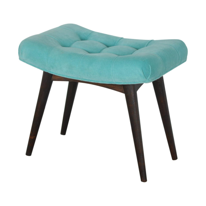 Aqua Cotton Bench - Solid Mango Wood Seating Furniture for Entryway - product view 5 showing handcrafted solid mango wood...