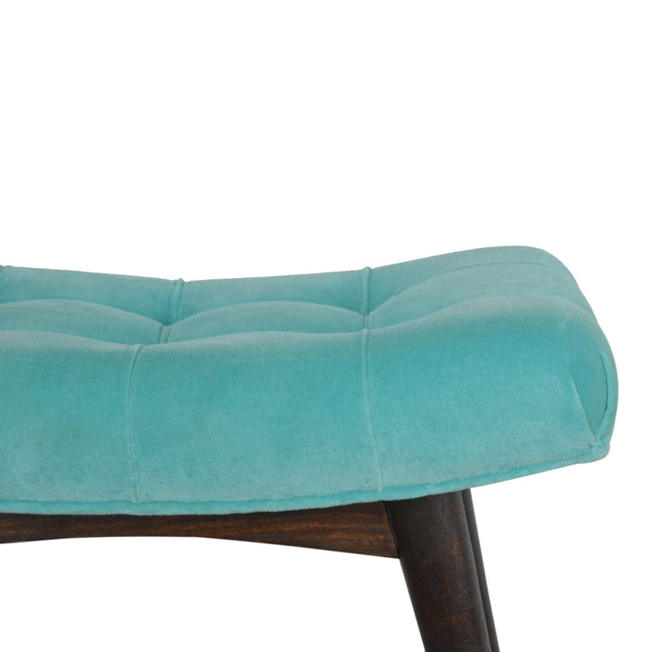 Aqua Cotton Bench - Solid Mango Wood Seating Furniture for Entryway - product view 4 showing handcrafted solid mango wood...