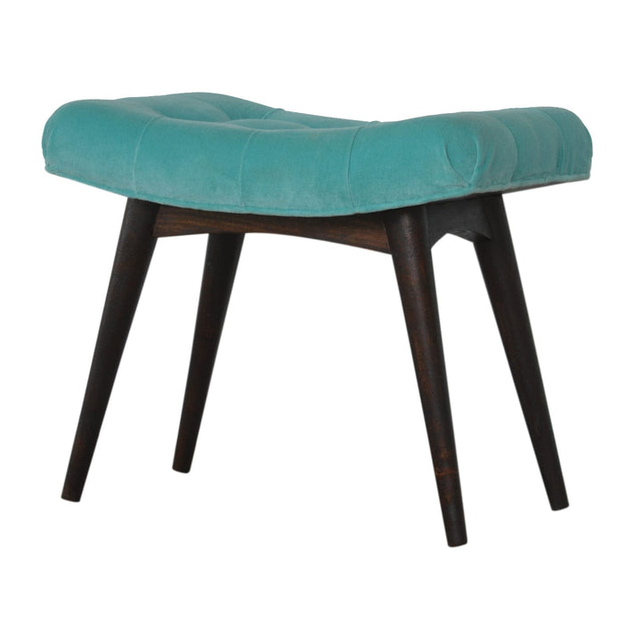 Aqua Cotton Bench - Solid Mango Wood Seating Furniture for Entryway - product view 3 showing handcrafted solid mango wood...