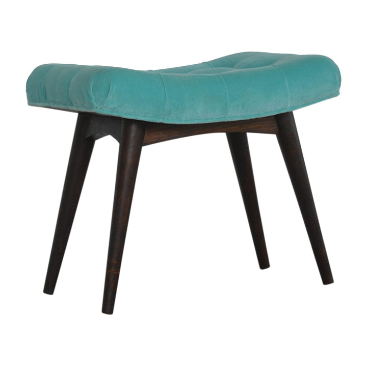 Aqua Cotton Bench - Solid Mango Wood Seating Furniture for Entryway - product view 2 showing handcrafted solid mango wood...