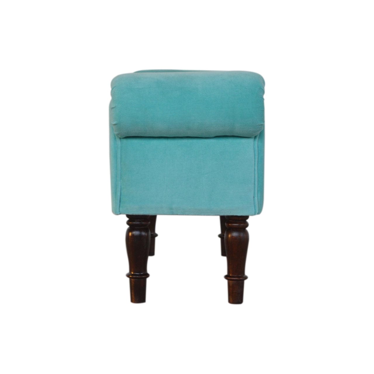 Aqua Velvet Bench - Solid Mango Wood Seating Furniture for Entryway - product view 7 showing handcrafted solid mango wood...