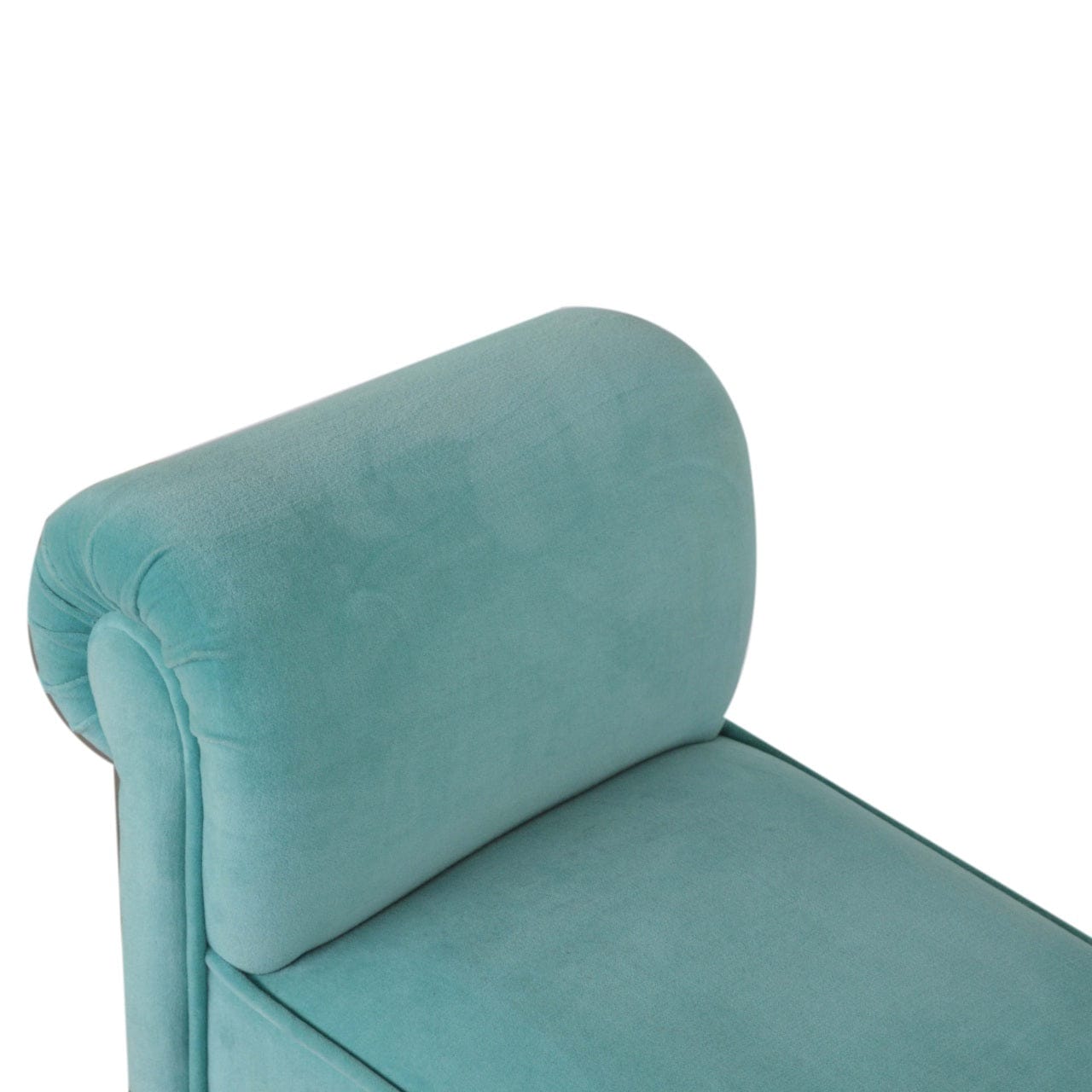 Aqua Velvet Bench - Solid Mango Wood Seating Furniture for Entryway - product view 5 showing handcrafted solid mango wood...