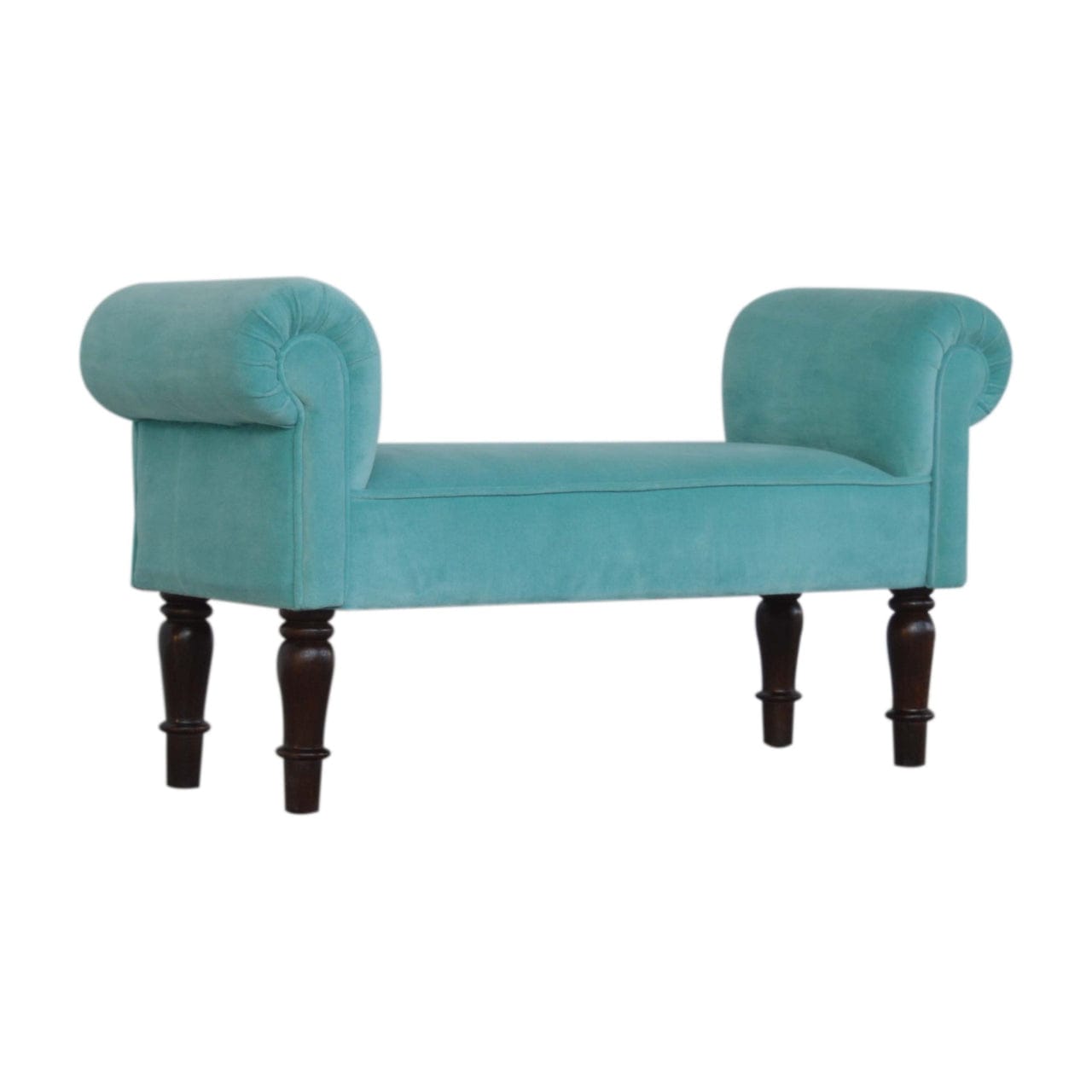 Aqua Velvet Bench - Solid Mango Wood Seating Furniture for Entryway - main view showing handcrafted solid mango wood bench