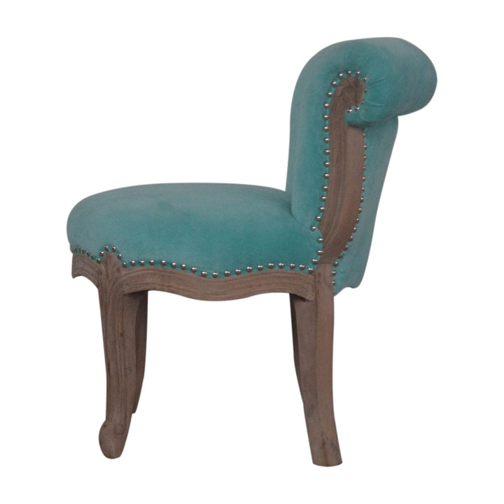 Aqua Velvet Chair in Solid Mango Wood - product view 7 showing handcrafted solid mango wood chair