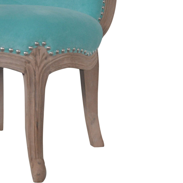 Aqua Velvet Chair in Solid Mango Wood - product view 6 showing handcrafted solid mango wood chair