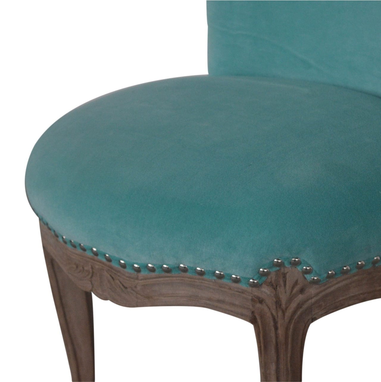 Aqua Velvet Chair in Solid Mango Wood - product view 5 showing handcrafted solid mango wood chair