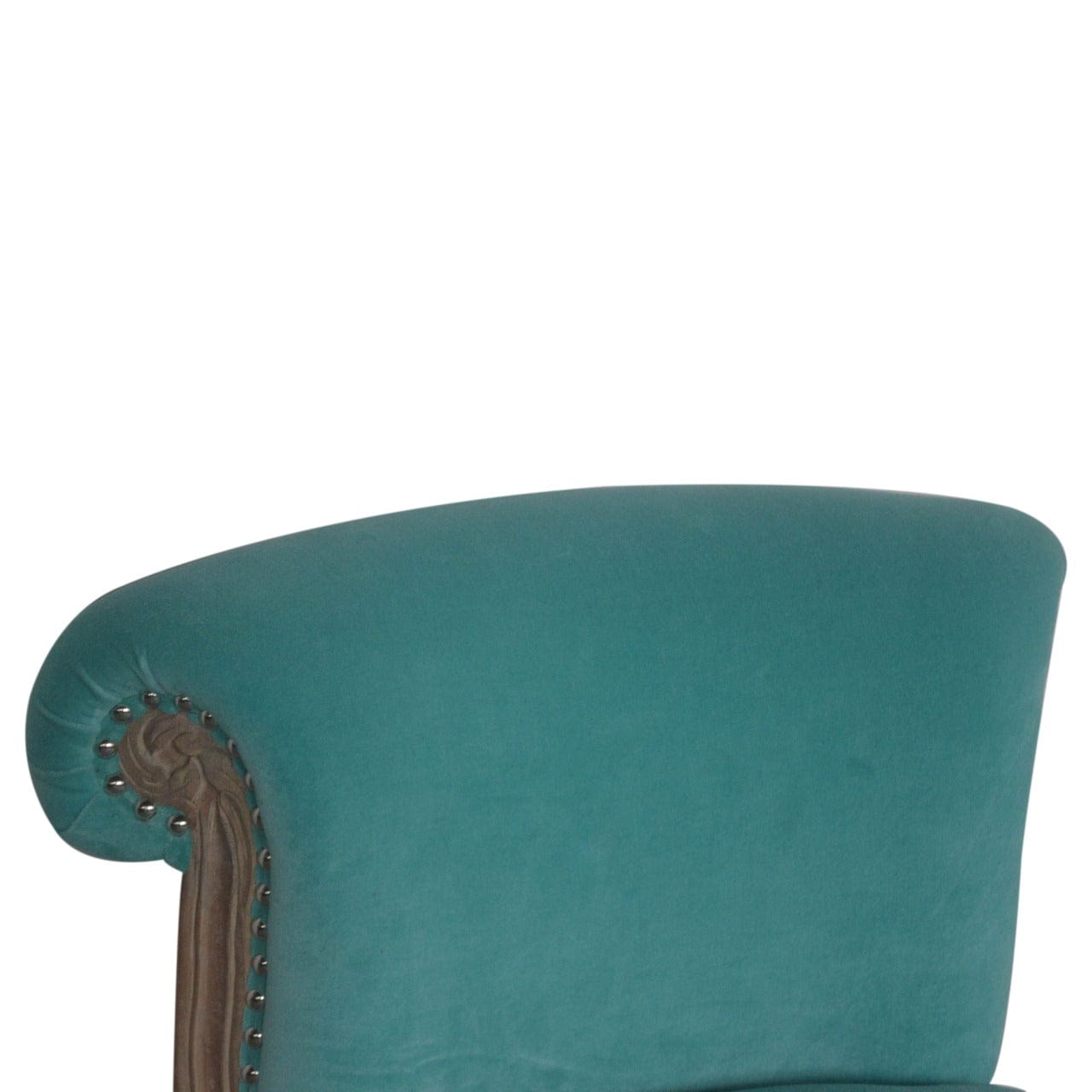 Aqua Velvet Chair in Solid Mango Wood - product view 4 showing handcrafted solid mango wood chair