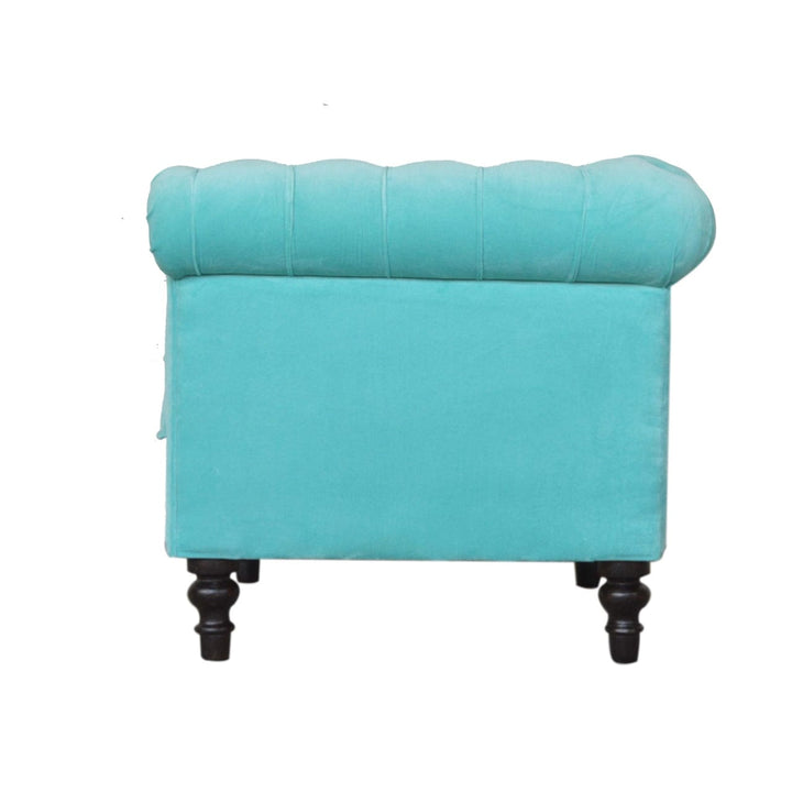 Aqua Velvet Dresser - Solid Mango Wood Storage Chest for Bedroom - product view 8 showing handcrafted solid mango wood...