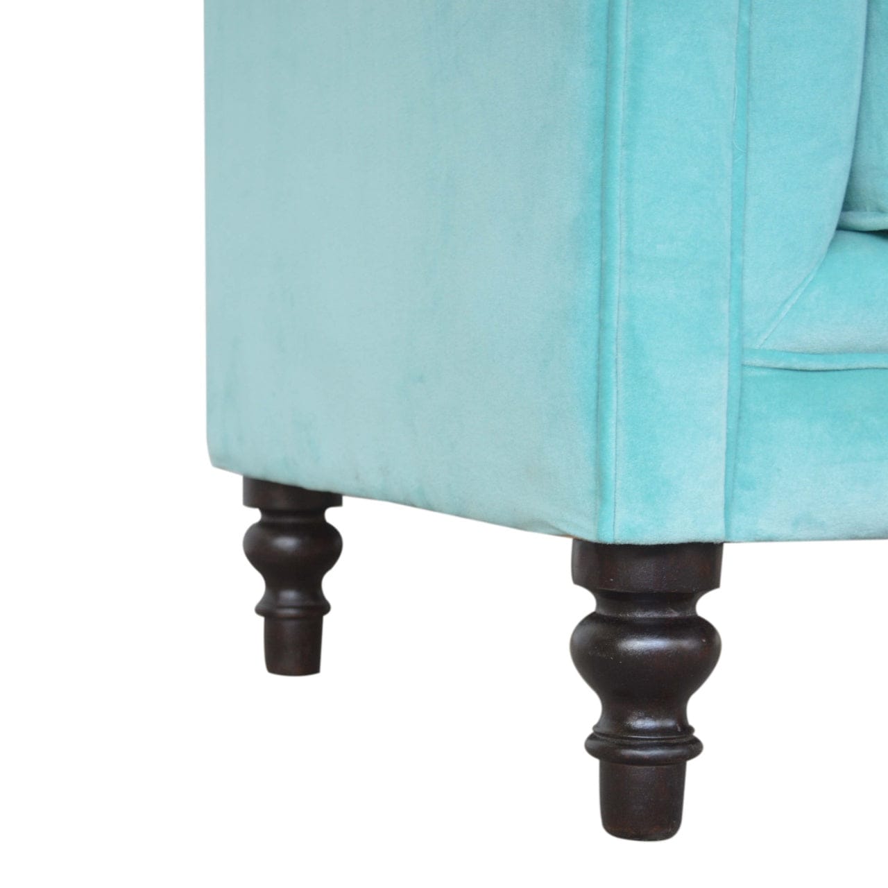 Aqua Velvet Dresser - Solid Mango Wood Storage Chest for Bedroom - product view 6 showing handcrafted solid mango wood...