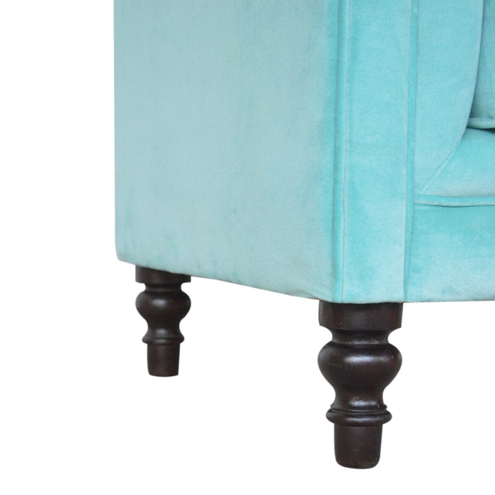 Aqua Velvet Dresser - Solid Mango Wood Storage Chest for Bedroom - product view 6 showing handcrafted solid mango wood...
