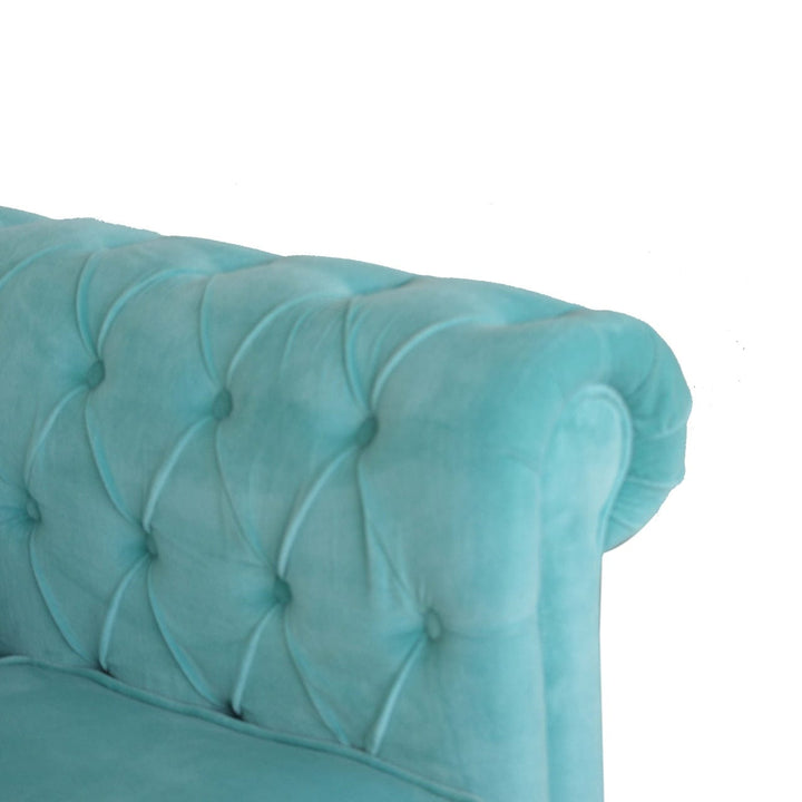 Aqua Velvet Dresser - Solid Mango Wood Storage Chest for Bedroom - product view 5 showing handcrafted solid mango wood...
