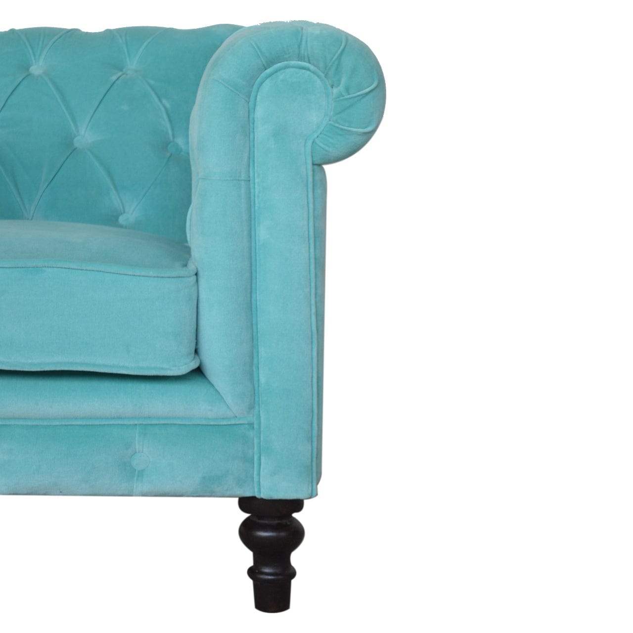 Aqua Velvet Dresser - Solid Mango Wood Storage Chest for Bedroom - product view 4 showing handcrafted solid mango wood...
