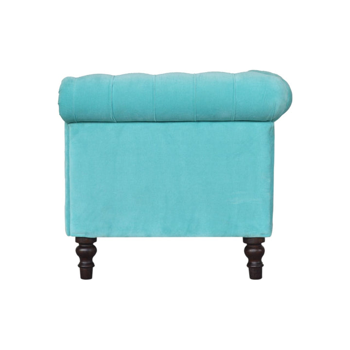 Aqua Velvet Dresser - Solid Mango Wood Storage Chest for Bedroom - product view 8 showing handcrafted solid mango wood...