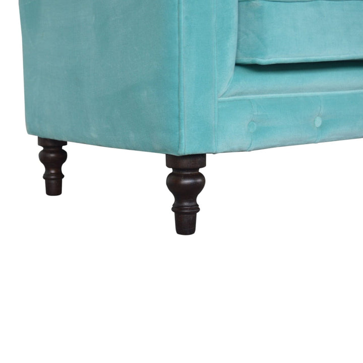 Aqua Velvet Dresser - Solid Mango Wood Storage Chest for Bedroom - product view 7 showing handcrafted solid mango wood...