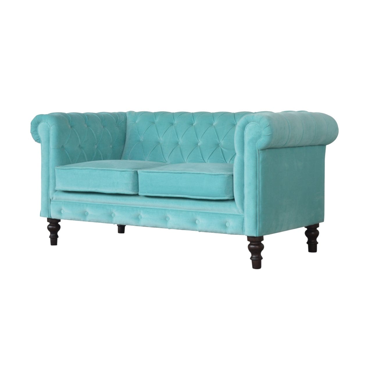 Aqua Velvet Dresser - Solid Mango Wood Storage Chest for Bedroom - product view 2 showing handcrafted solid mango wood...