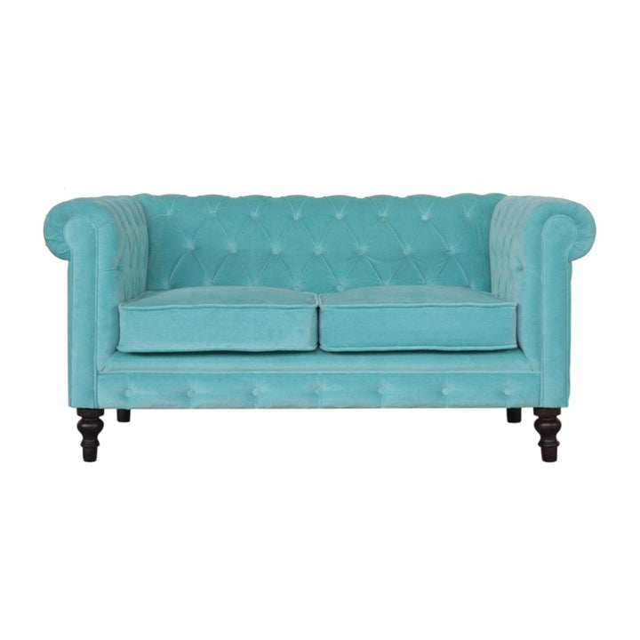 Aqua Velvet Dresser - Solid Mango Wood Storage Chest for Bedroom - main view showing handcrafted solid mango wood dresser