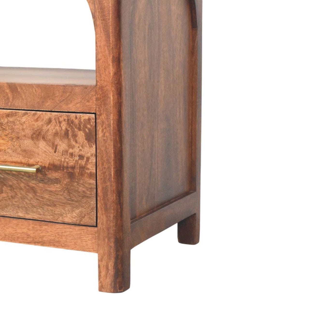Arc-Line Roasted Almond Finish Media Console - Solid Mango Wood TV Stand for Living Room - product view 7 showing...