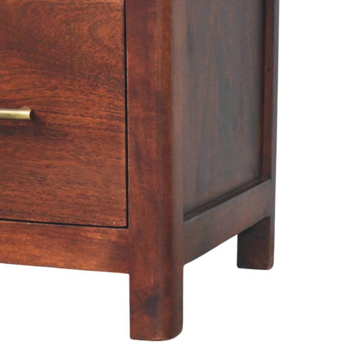 Arched Edge 1 Drawer Nightstand - Solid Mango Wood Bedside Table for Bedroom - product view 7 showing handcrafted solid...