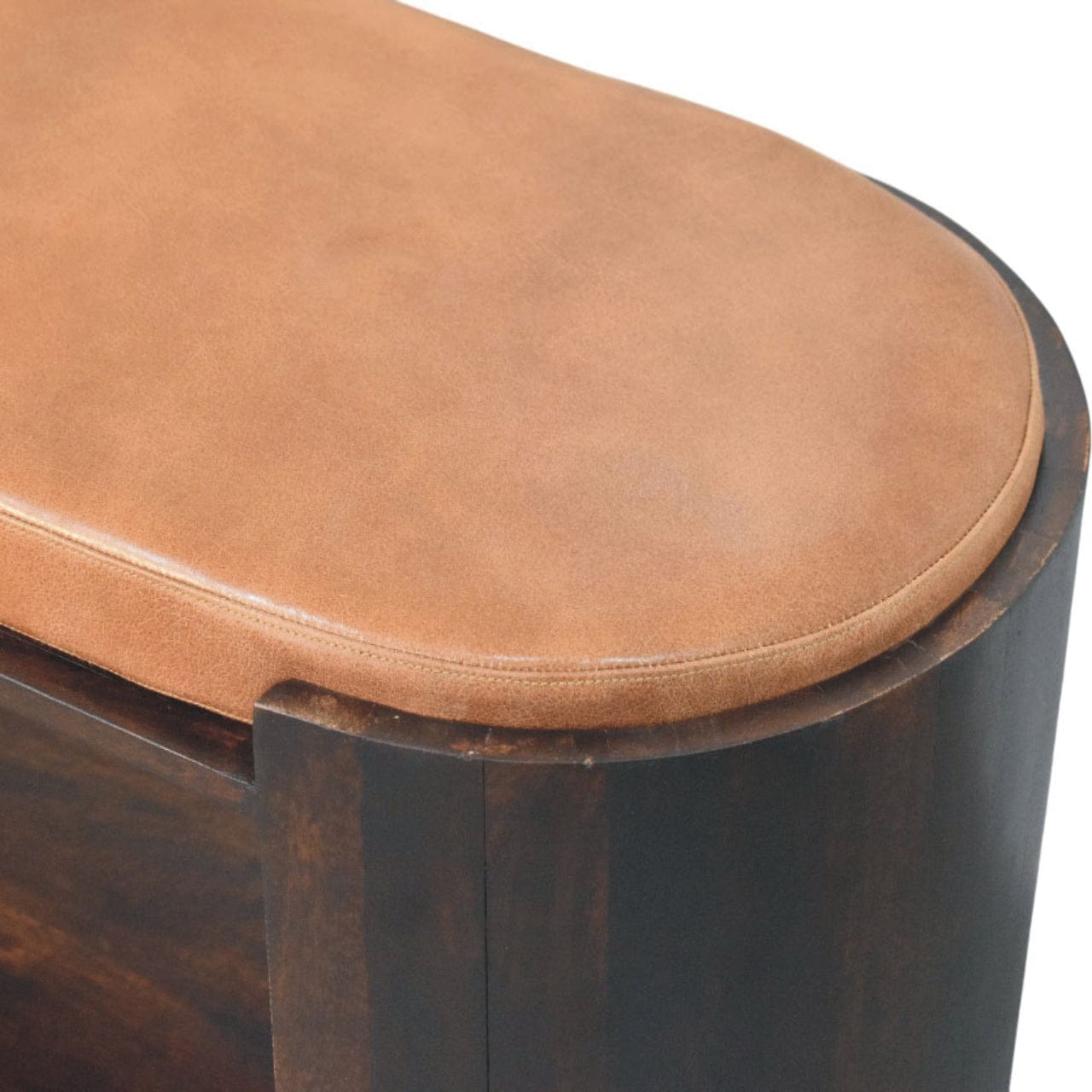 Arcus Shoe Bench - Solid Mango Wood Seating Furniture for Entryway - product view 5 showing handcrafted solid mango wood...