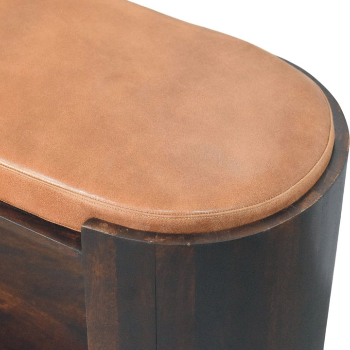 Arcus Shoe Bench - Solid Mango Wood Seating Furniture for Entryway - product view 5 showing handcrafted solid mango wood...