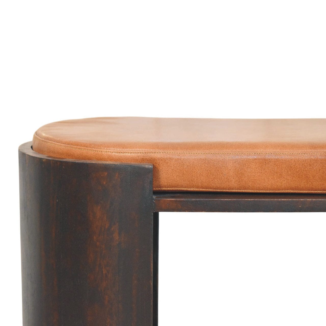 Arcus Shoe Bench - Solid Mango Wood Seating Furniture for Entryway - product view 4 showing handcrafted solid mango wood...