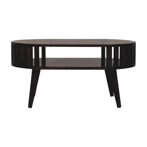 Ariella California Walnut Coffee Table - Solid Mango Wood Center Table for Living Room - product view 9 showing...