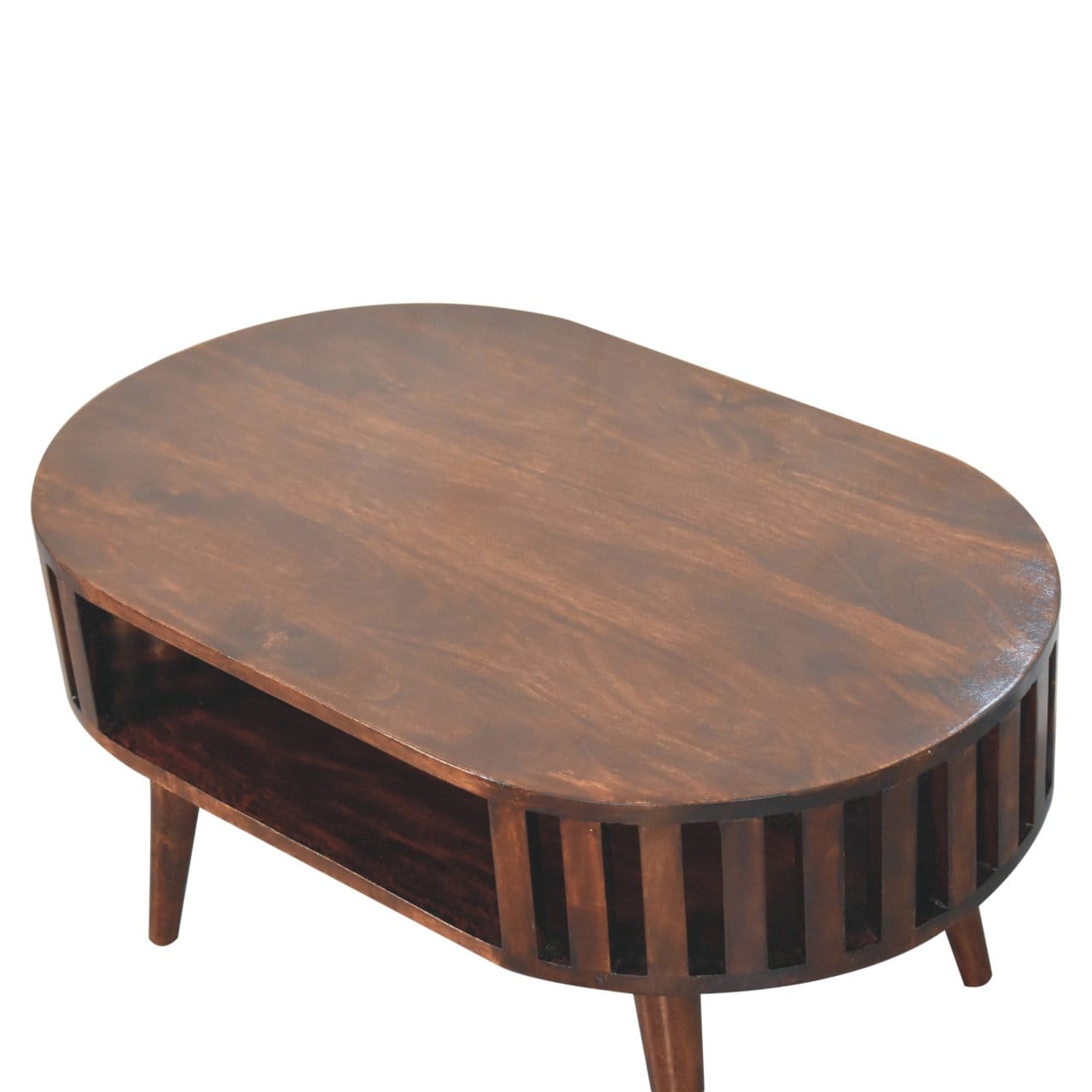 Ariella California Walnut Coffee Table - Solid Mango Wood Center Table for Living Room - product view 6 showing...