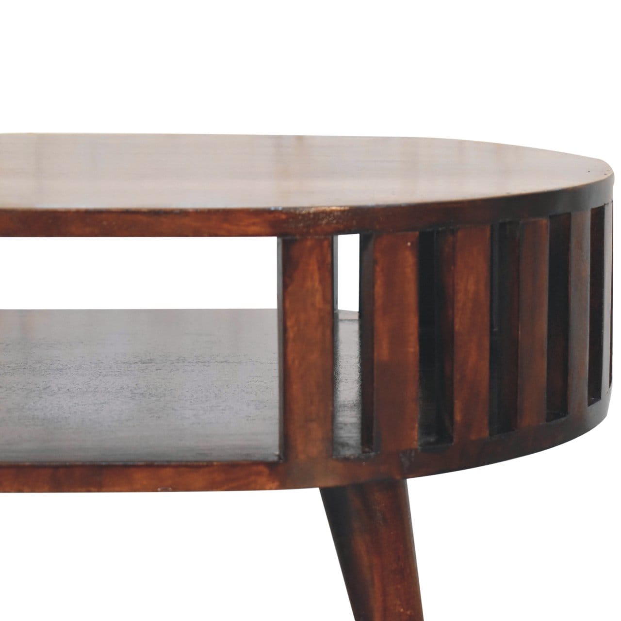 Ariella California Walnut Coffee Table - Solid Mango Wood Center Table for Living Room - product view 4 showing...