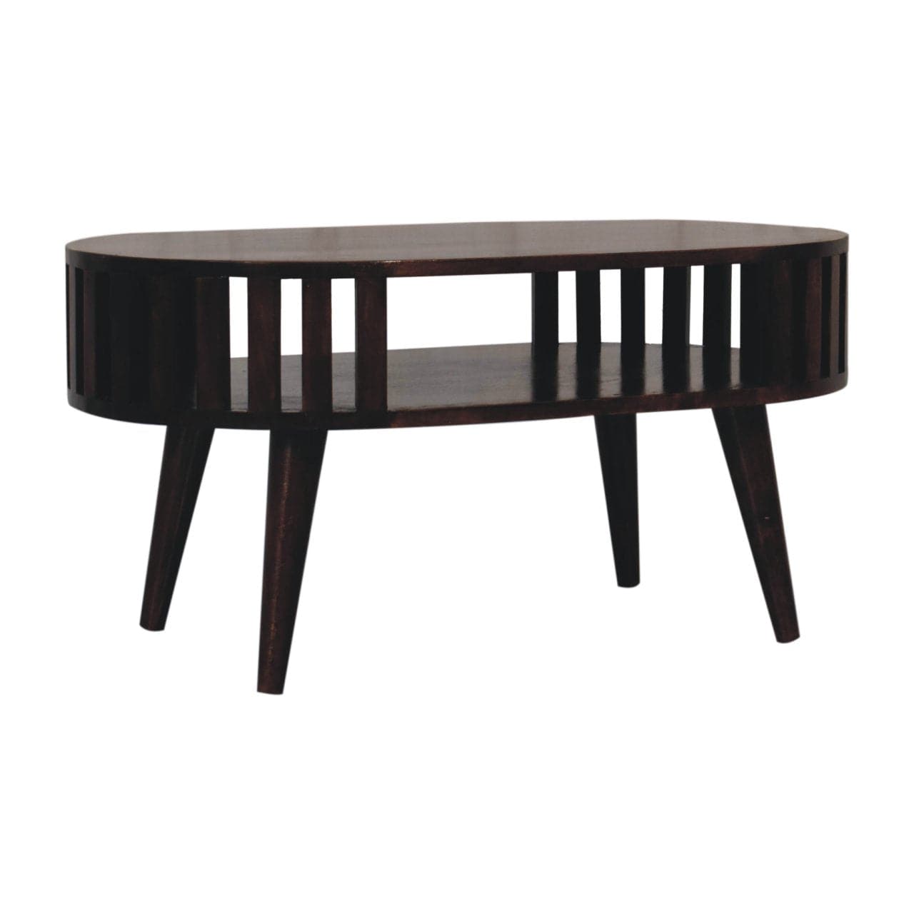 Ariella California Walnut Coffee Table - Solid Mango Wood Center Table for Living Room - product view 3 showing...