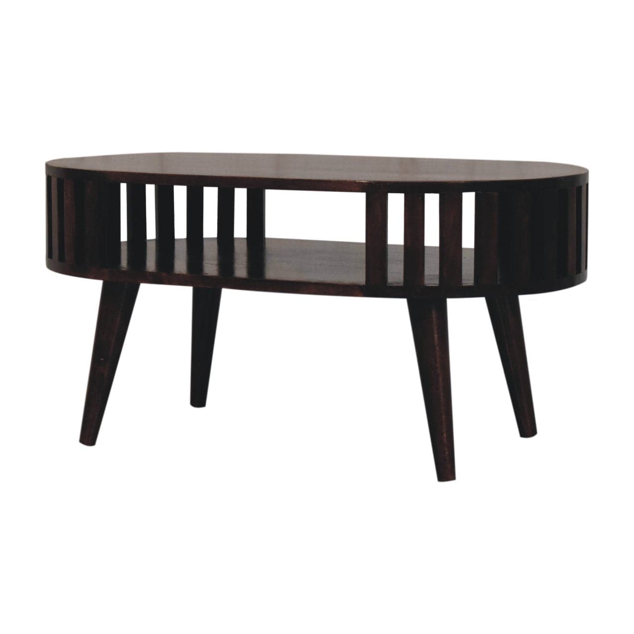 Ariella California Walnut Coffee Table - Solid Mango Wood Center Table for Living Room - product view 2 showing...