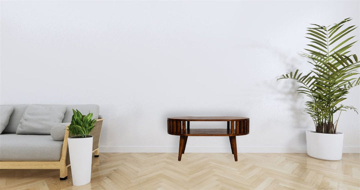 Ariella Chestnut Coffee Table - Solid Mango Wood Center Table for Living Room - product view 8 showing handcrafted solid...