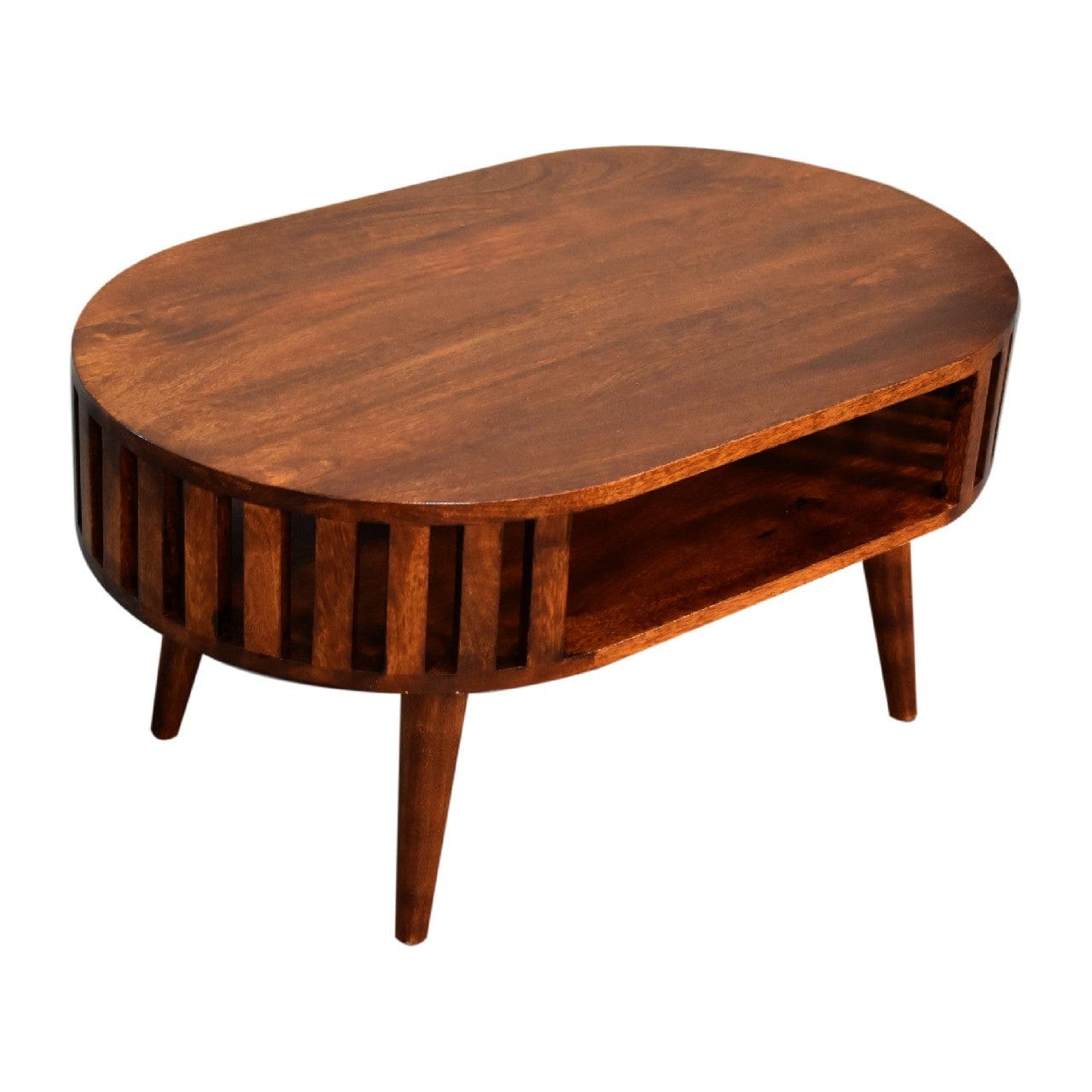 Ariella Chestnut Coffee Table - Solid Mango Wood Center Table for Living Room - product view 5 showing handcrafted solid...