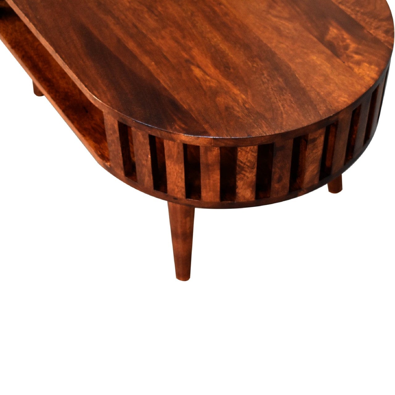Ariella Chestnut Coffee Table - Solid Mango Wood Center Table for Living Room - product view 4 showing handcrafted solid...